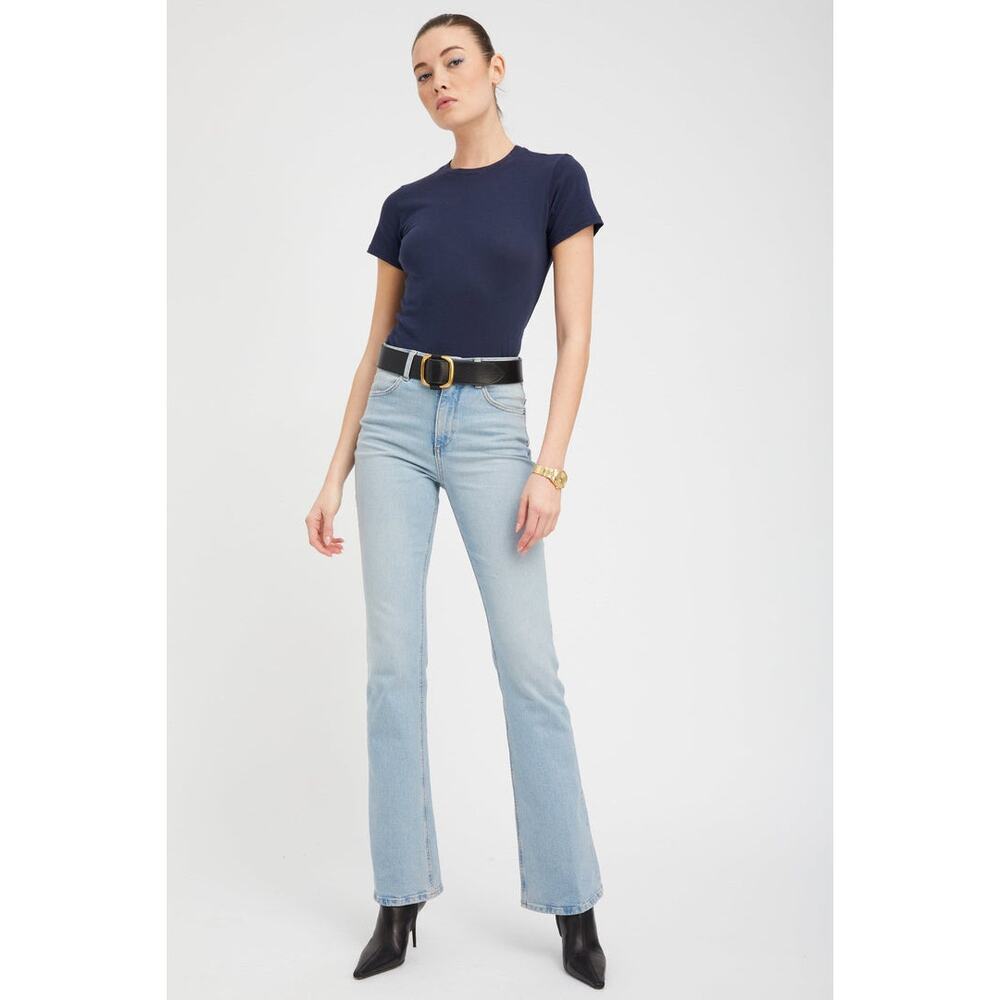 Sprwmn Micro Flared Leg Jeans High-Rise Denim Stretch Size 28 NWT